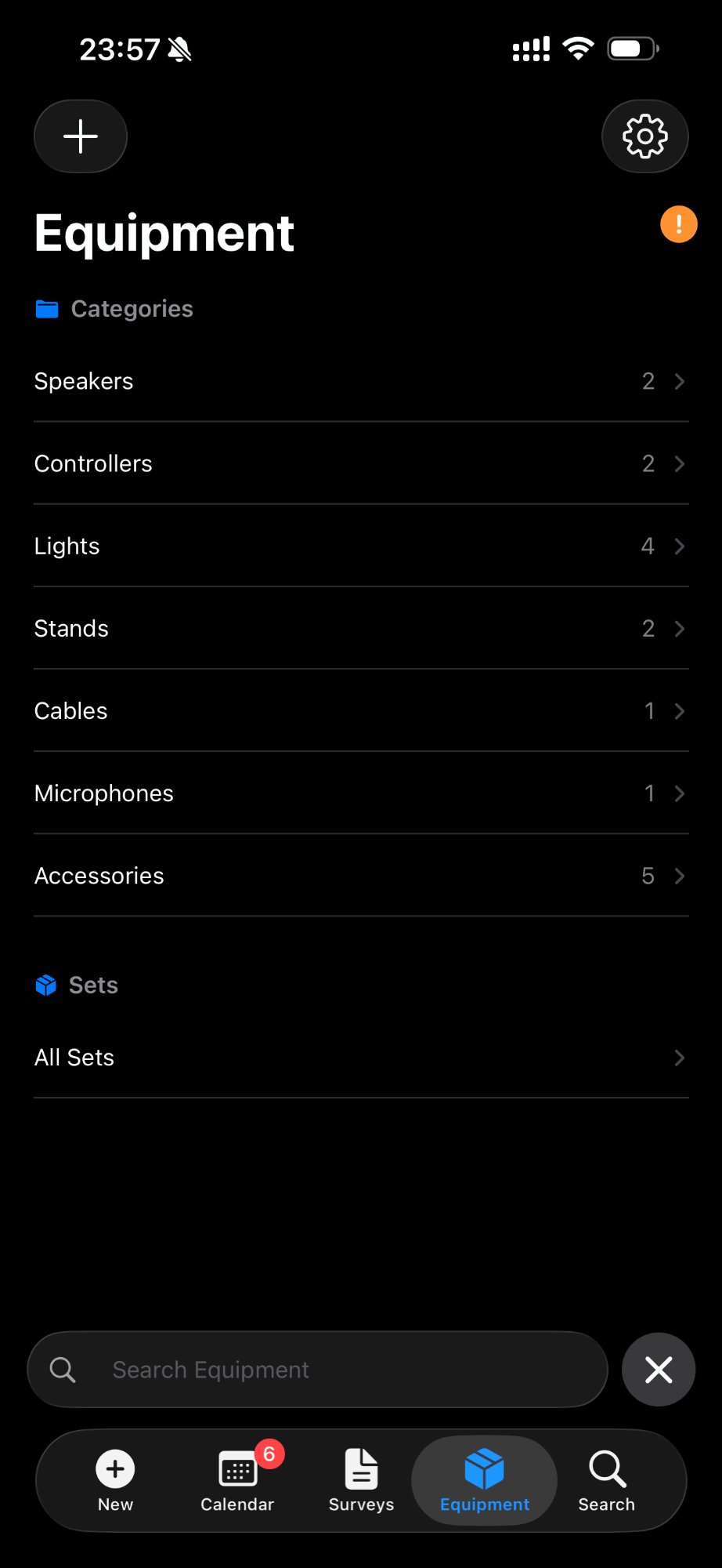 Equipment categories